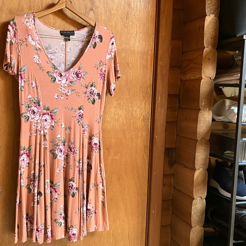 Forever 21 Plus Pink and Cream Floral Dress